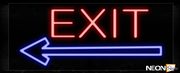 Exit In Red With Blue Arrow Neon Sign