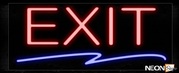 Exit In Red With Blue Line Neon Sign
