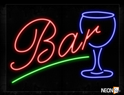 Bar With Green Line And Glass Neon Sign