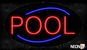 Pool In Red With Blue Arc Border Neon Sign