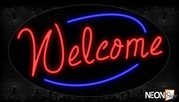 Welcome In Red With Blue Arc Border Neon Sign