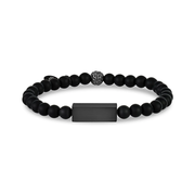 Personalized 6mm Black Matte Onyx Bead Engravable ID Stretch Bracelet