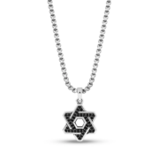 Black Stone-Set Star of David Pendant