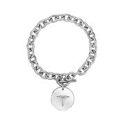 Womens Personalized Medical Caduceus Engravable Oval Link Bracelet